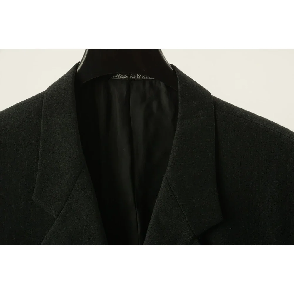 Vintage Giorgio Armani Men's 44L Charcoal Gray Woven‎ Wool 3 Button Notch Blazer